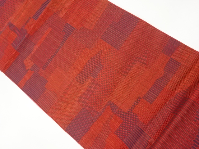 JAPANESE KIMONO / VINTAGE NAGOYA OBI / CHIKUZEN HAKATA / WOVEN ABSTRACT PATTERN